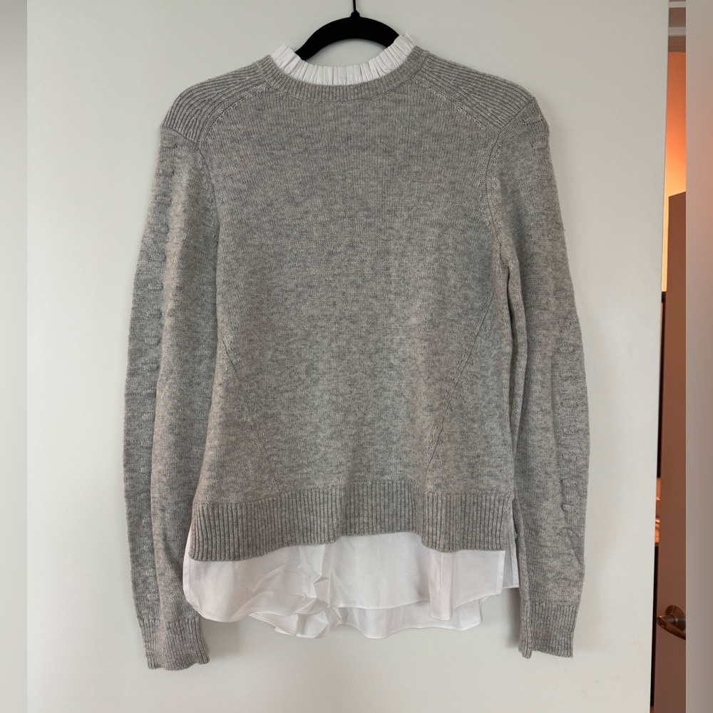 Ted Baker Gray Women's Sweater with White Layered Hem NWT